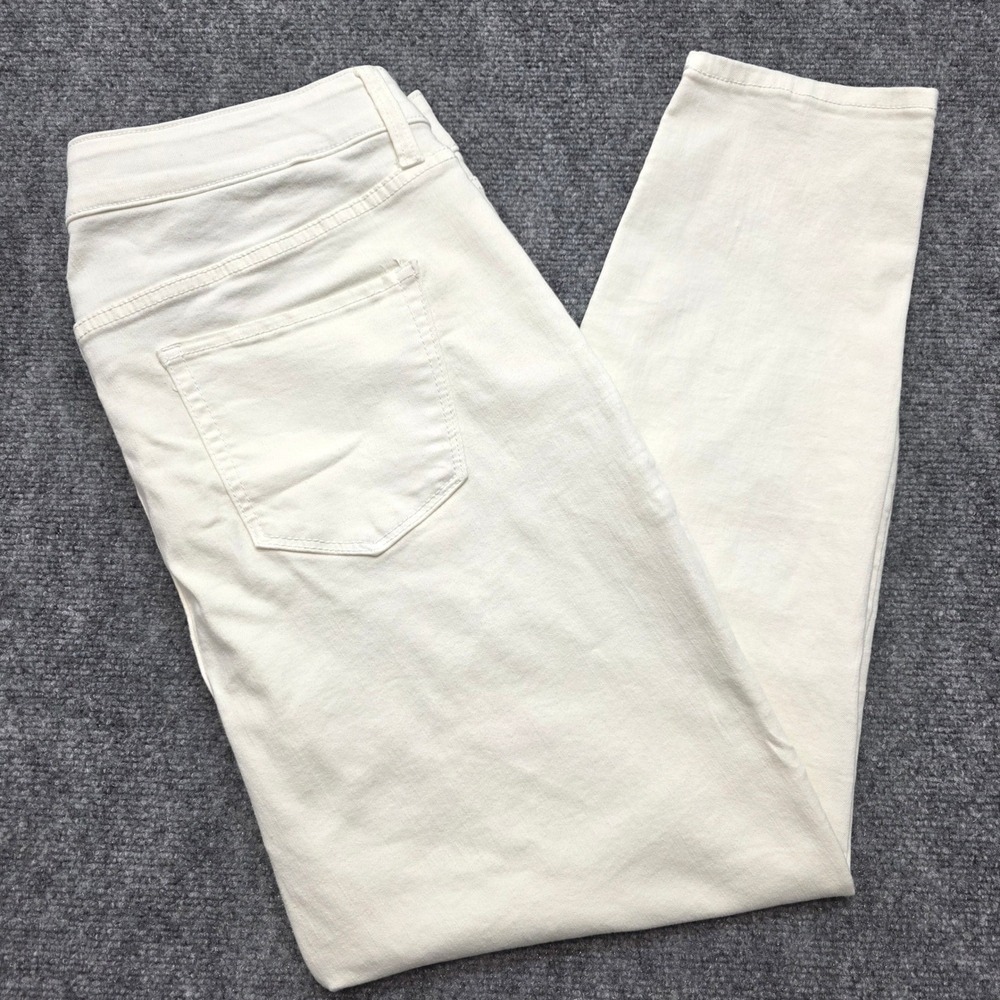 Ava & Viv Womens 18W Cream Off White High Rise Skinny Jeans Elastic Waist Denim